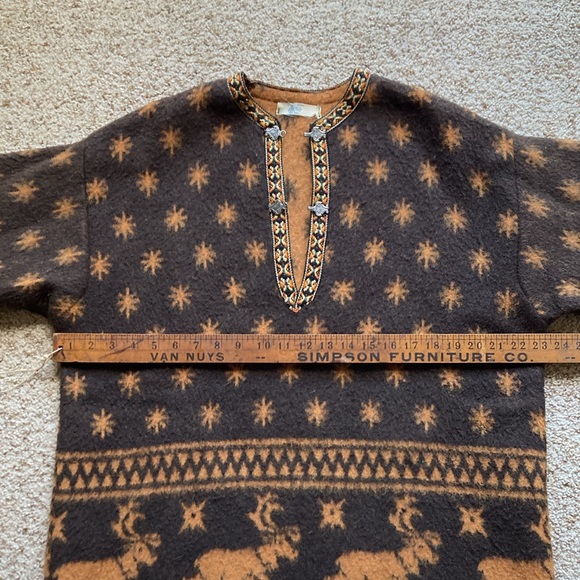 VTG 60’s Three Trolls Spokane Hippie Boho Tunic Wool Sweater Pullover Norway - Picture 8 of 12